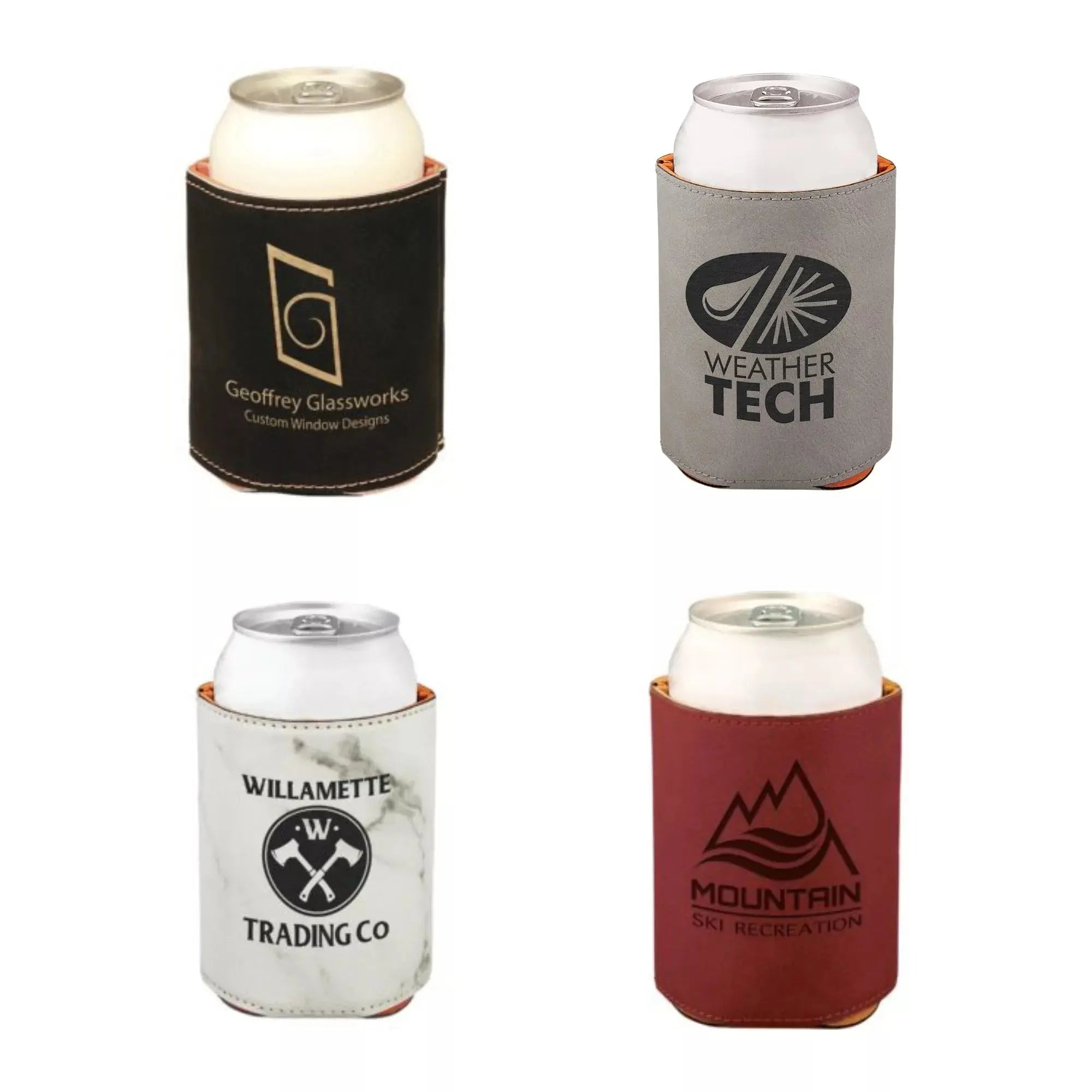 Personalized Leatherette Beverage Holder Koozie – Insulated Sleeve, 4 Color Options JDS
