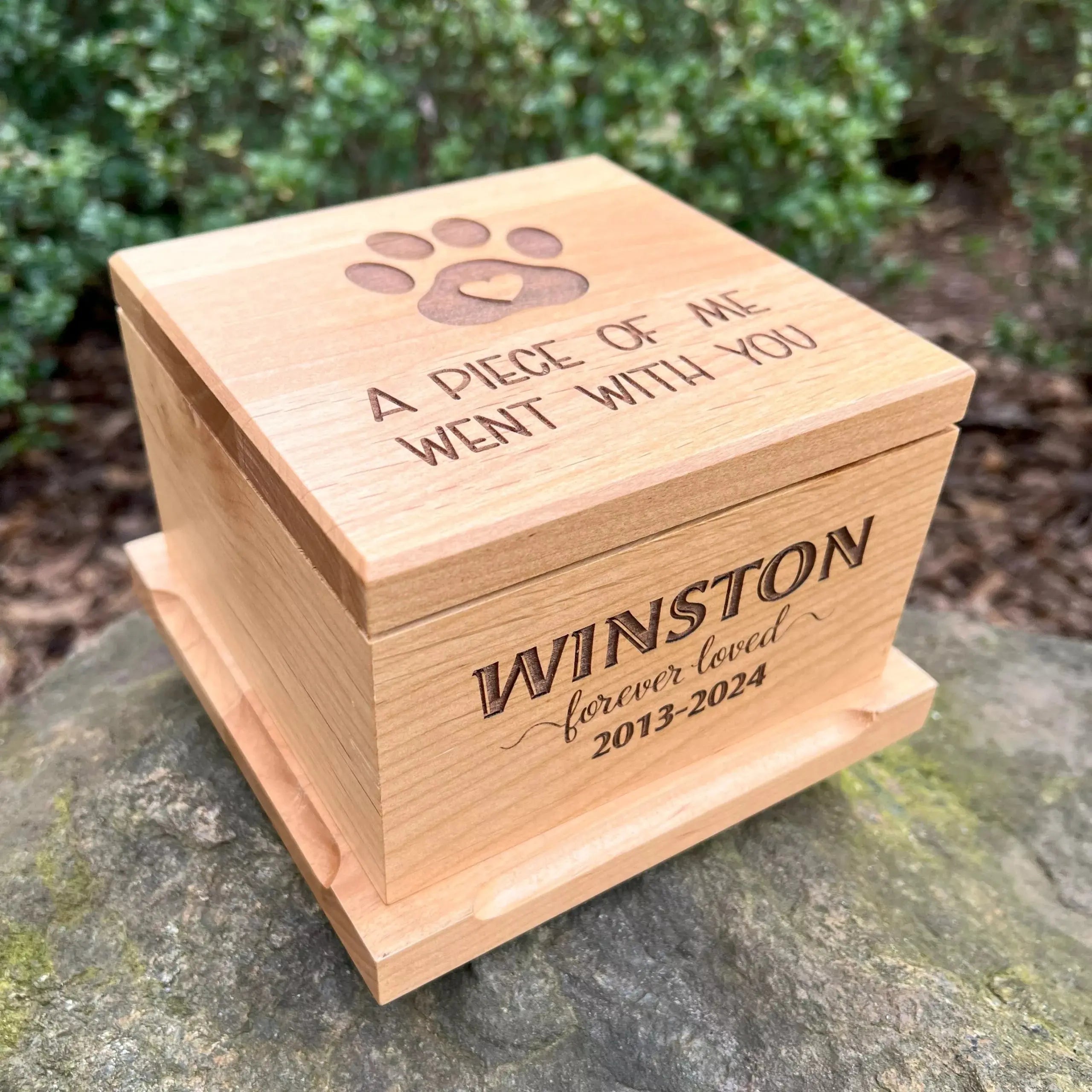 Custom Engraved Memorial Pet Urn, Red Alder Wood, 6.5" x 6.5" JDS