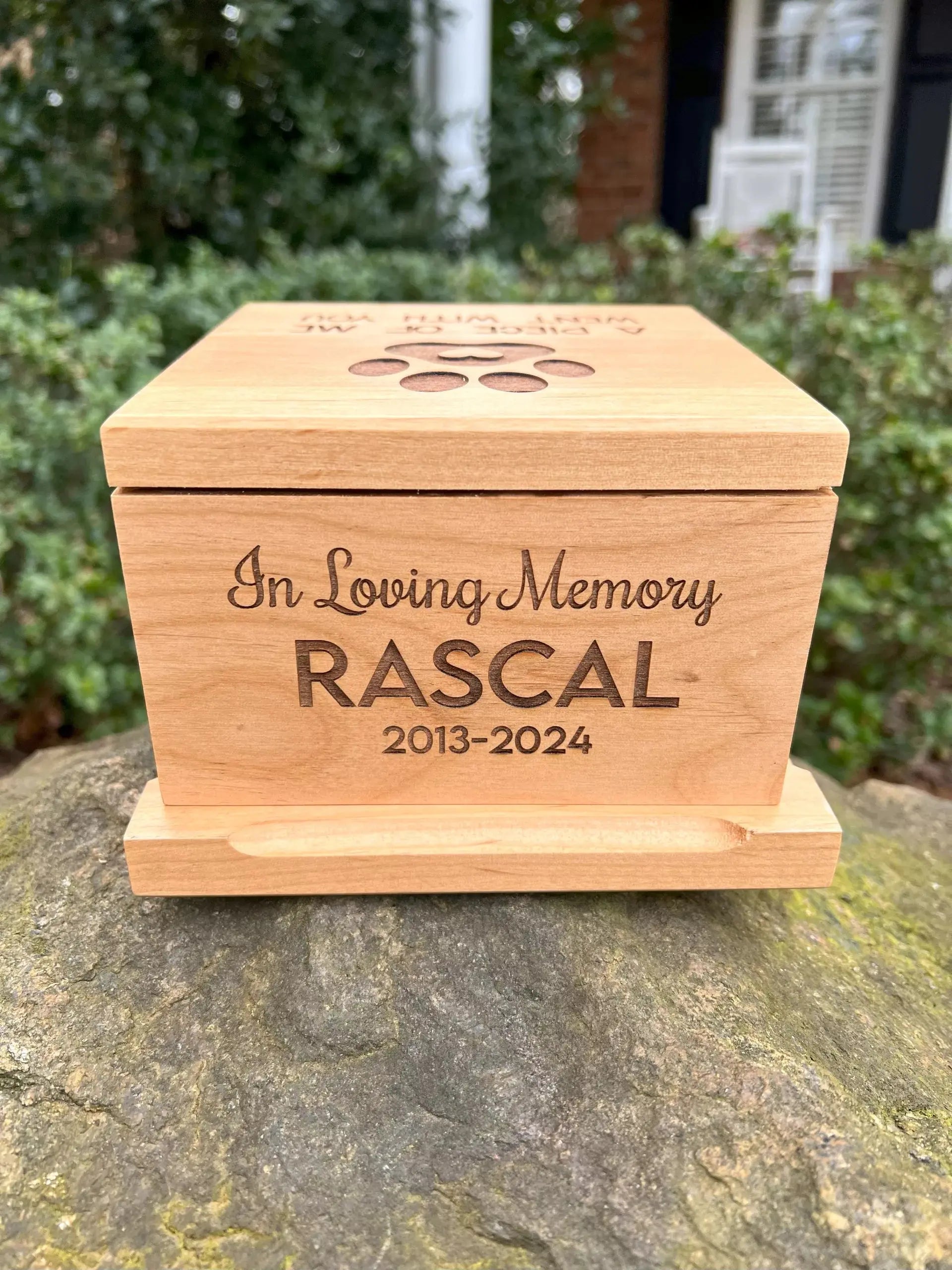 Custom Engraved Memorial Pet Urn, Red Alder Wood,  6.5" x 6.5" JDS