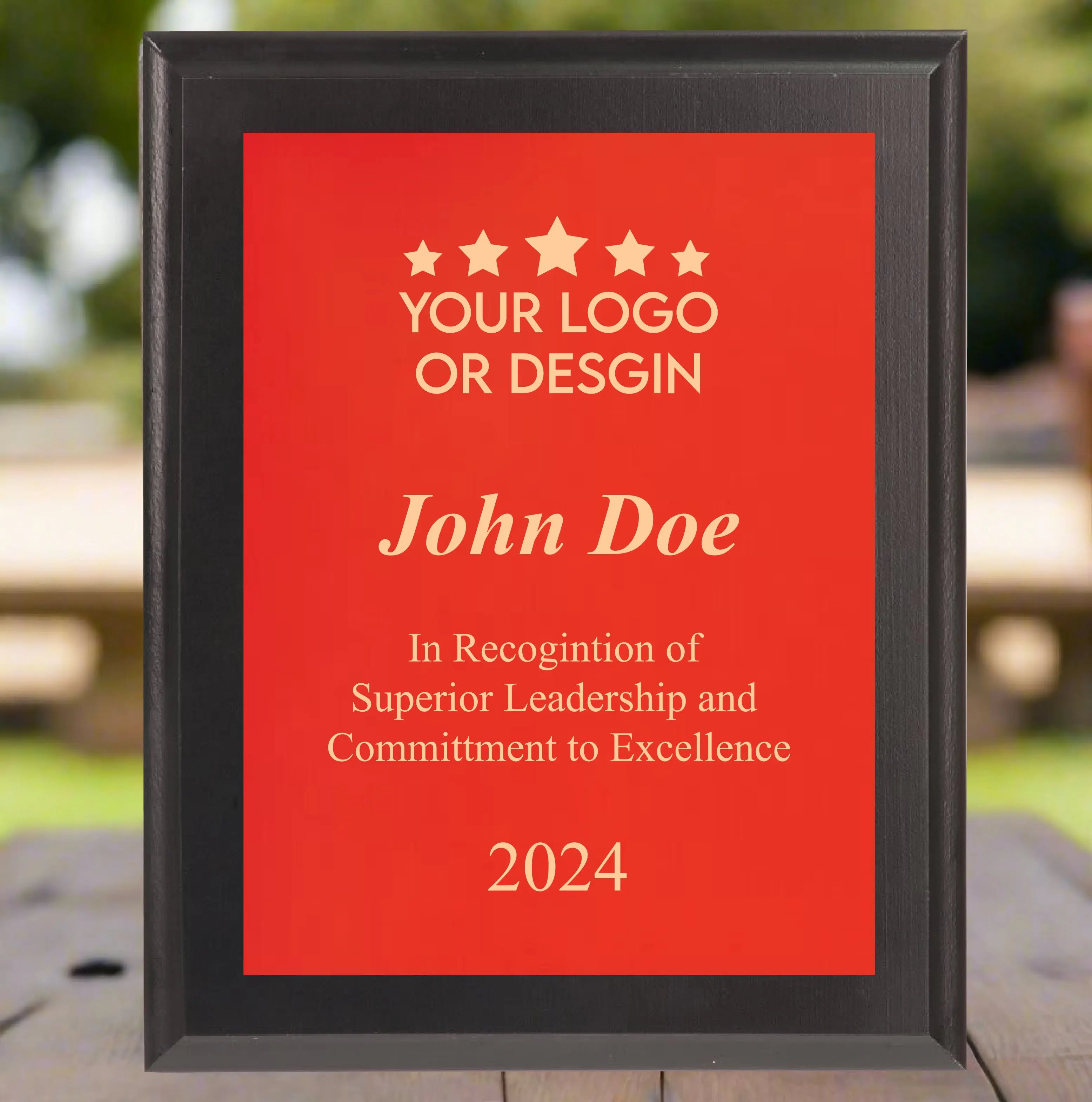 Economy Rounded Bevel Edge Black Finish Plaque with Front Plate Color Options and 4 Border Options, 2 Sizes Sams Engraving and Gifts