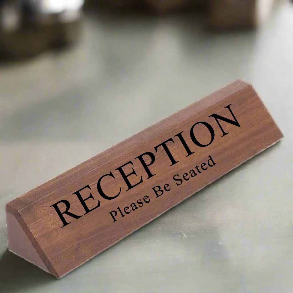 Custom Engraved Name Desk Wedge, Genuine Walnut Wood, 10 1/2" JDS