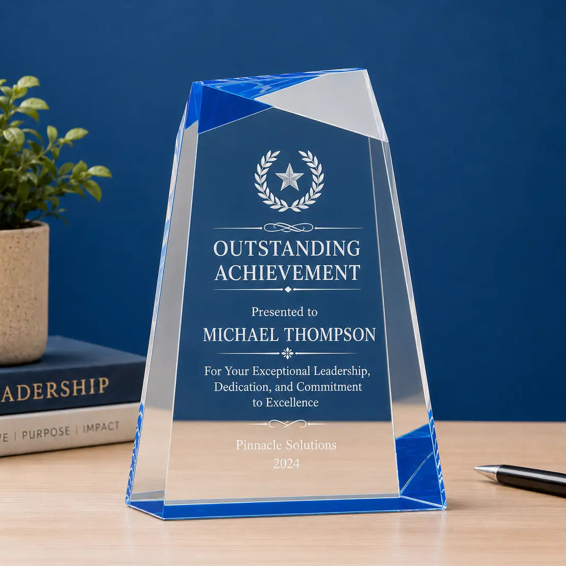Personalized Facet Wedge Acrylic Award | Custom Engraved Recognition Award Sams Engraving and Gifts