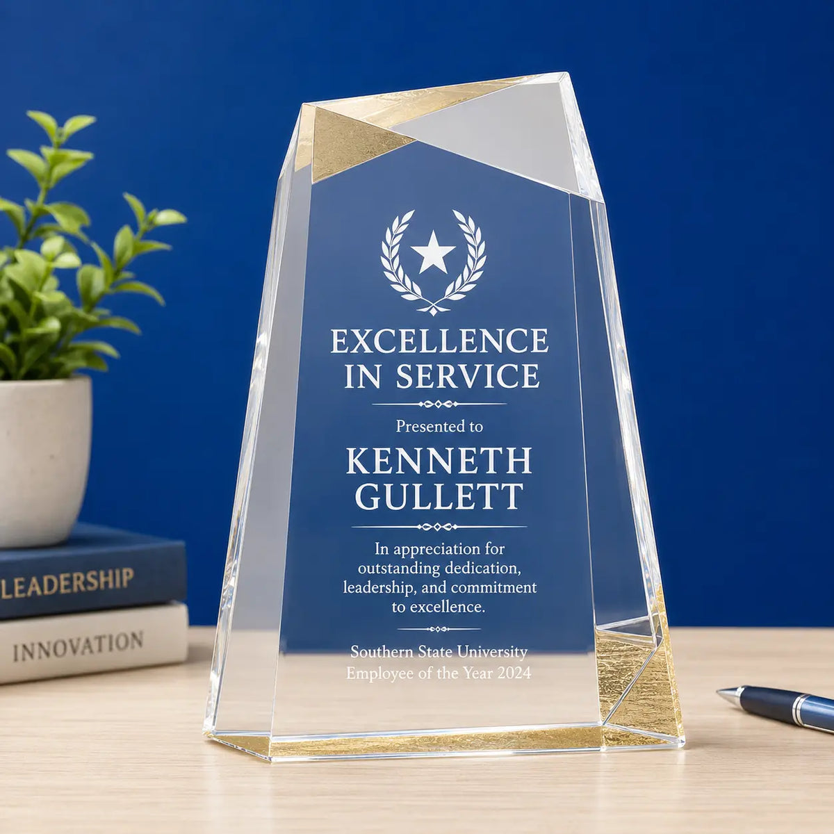 Personalized Facet Wedge Acrylic Award | Custom Engraved Recognition Award Sams Engraving and Gifts