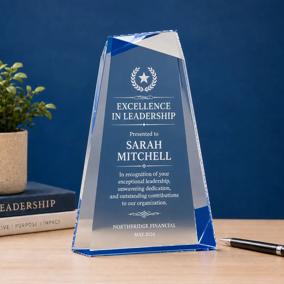 Personalized Facet Wedge Acrylic Award | Custom Engraved Recognition Award Sams Engraving and Gifts