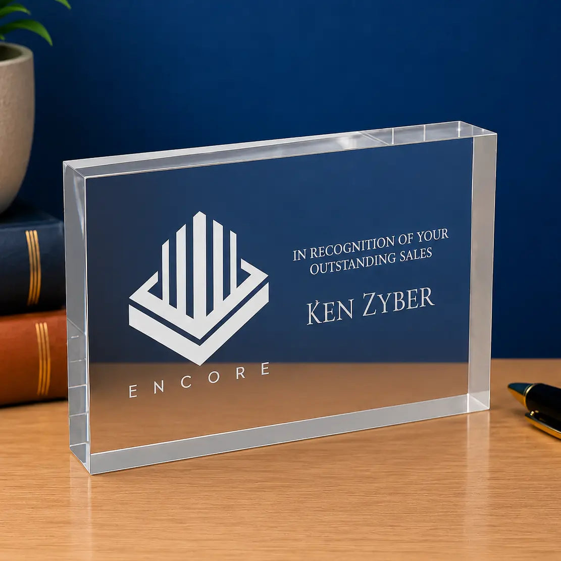 Personalized Clear Rectangle Acrylic Award | Custom Engraved Recognition Award Sams Engraving and Gifts