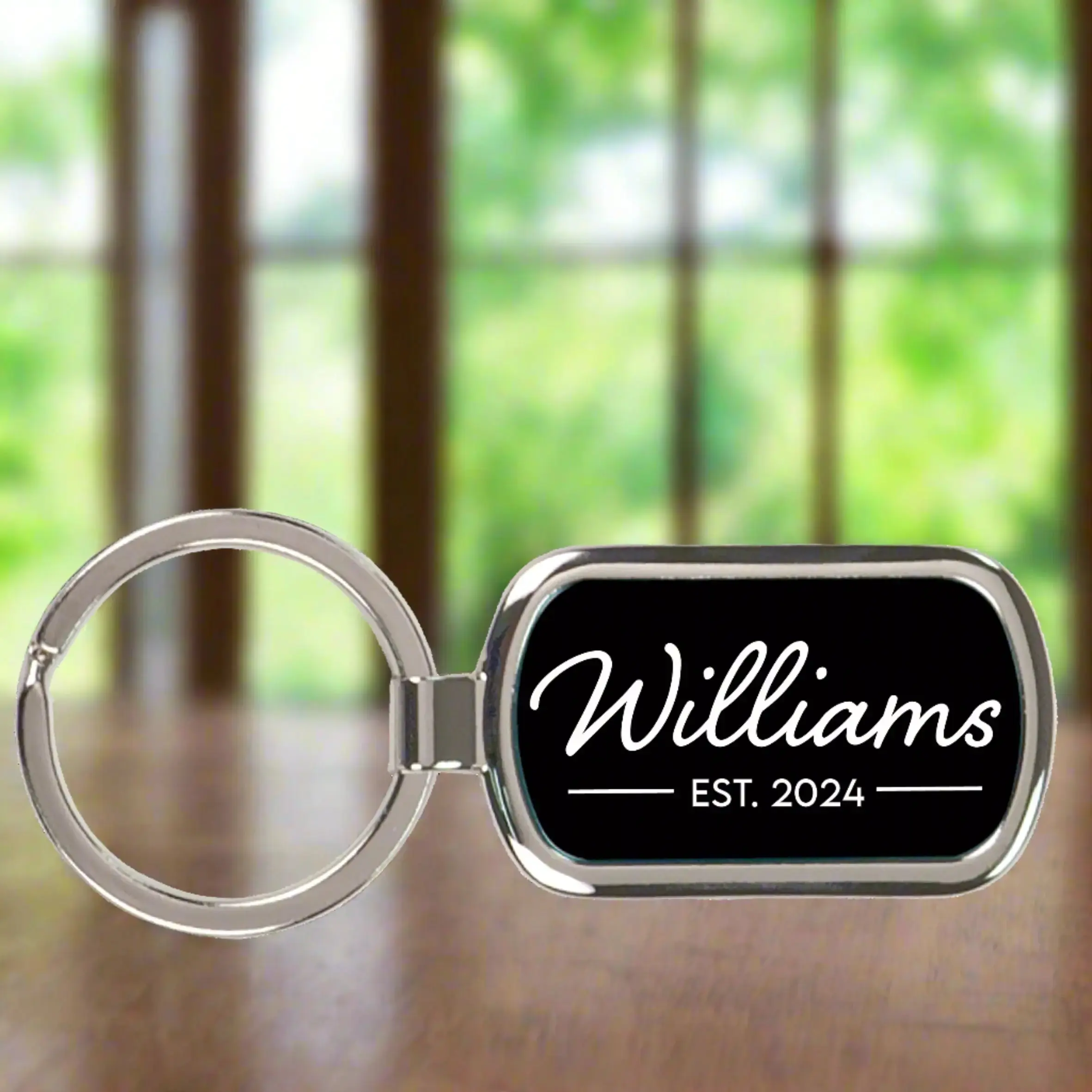 Personalized Memorial Metal Keychain, Rectangle, Black  Sams Engraving and Gifts
