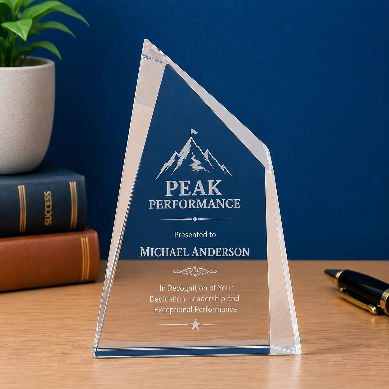 Personalized Crystal Facet Wedge Award | Custom Engraved Recognition Award Sams Engraving and Gifts