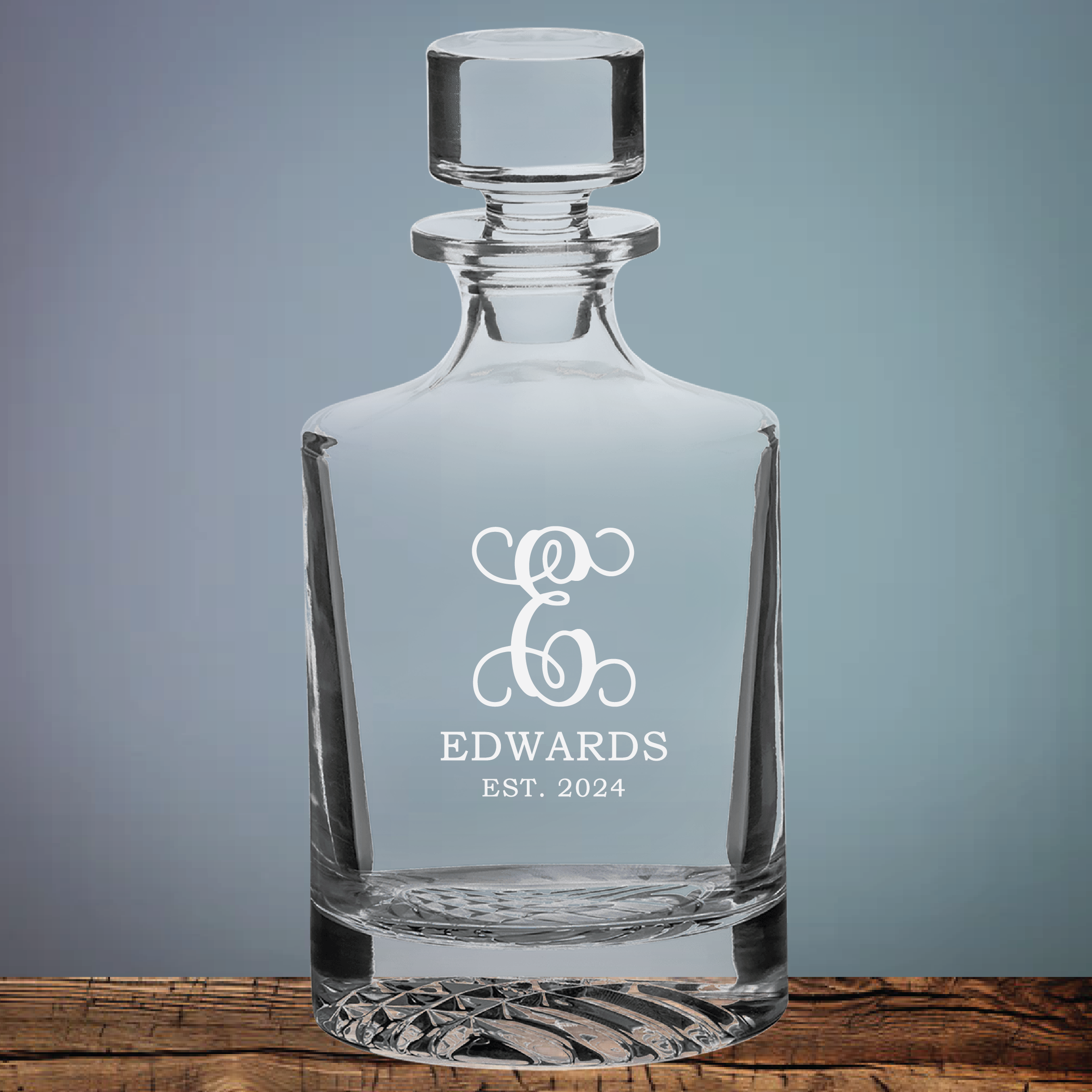 Custom Engraved 850ml Round Glass Decanter - Personalized Gift with elegant round design