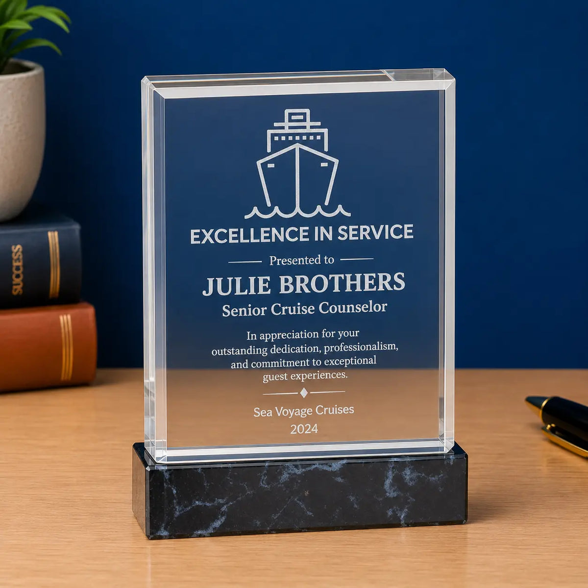 Personalized Black Marble Fusion Acrylic Award | Custom Engraved Recognition Award Sams Engraving and Gifts