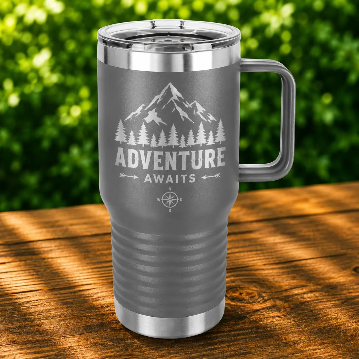 Personalized 20 oz. Insulated Travel Mug with Handle | Custom Laser Engraved Stainless Steel Mug Sams Engraving and Gifts