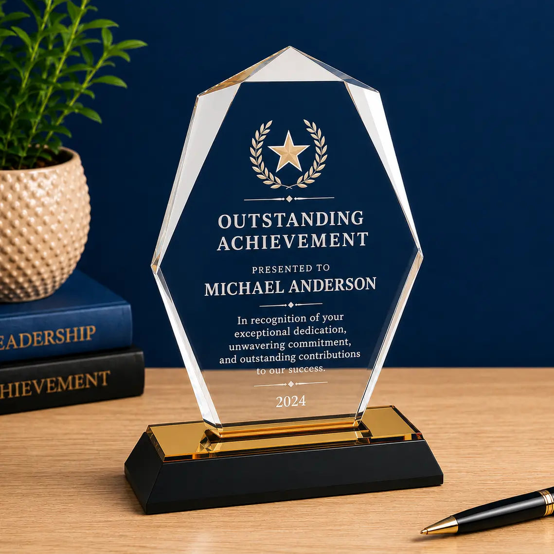 Personalized Octagon Point Impress Acrylic Award | Custom Engraved Recognition Award Sams Engraving and Gifts