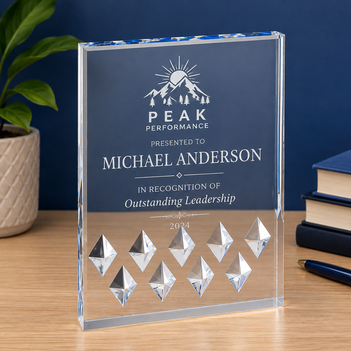 Personalized Diamond Mirage Acrylic Award | Custom Engraved Recognition Award Sams Engraving and Gifts