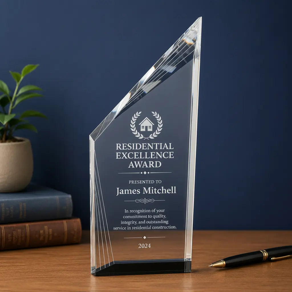 Personalized Crystal Beveled Peak Award with Black Base | Custom Engraved Recognition Award Sams Engraving and Gifts
