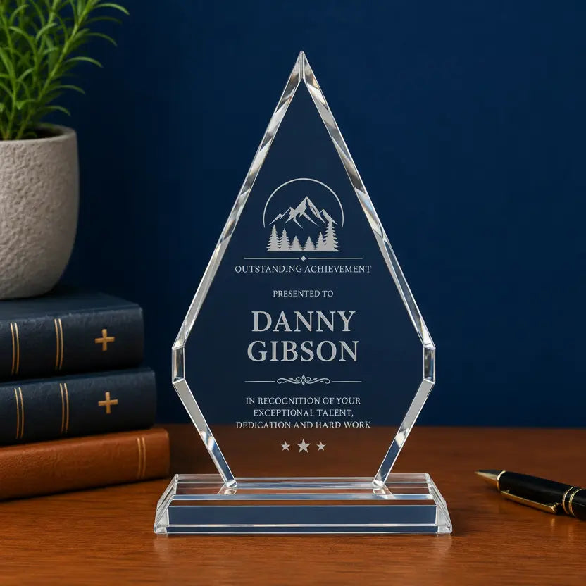 Personalized Crystal Diamond Award on Clear Pedestal Base | Custom Engraved Recognition Award Sams Engraving and Gifts