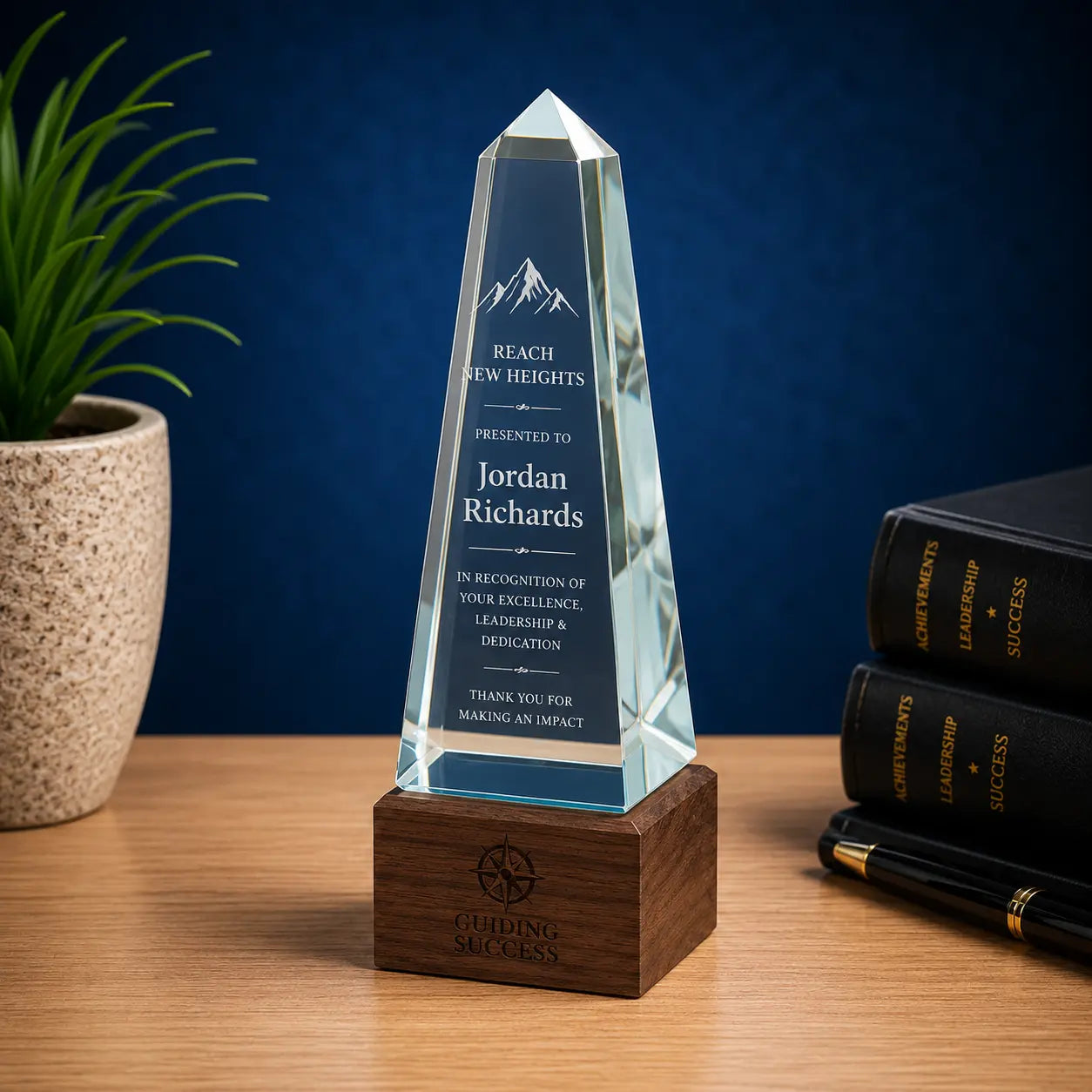 Personalized Sierra Glass Obelisk Award | Custom Engraved Recognition Award Sams Engraving and Gifts