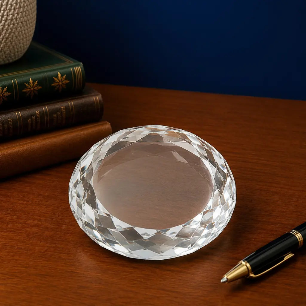 Personalized Crystal Round Paperweight | Custom Engraved Executive Desk Gift Sams Engraving and Gifts
