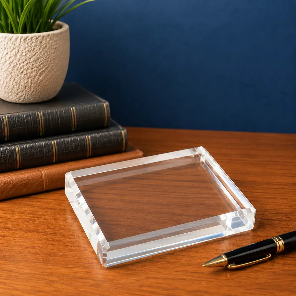 Personalized Crystal Rectangle Paperweight | Custom Engraved Desk Award Sams Engraving and Gifts
