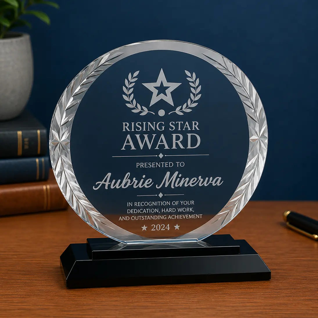 Personalized Oval Accent Glass Award | Custom Engraved Recognition Award Sams Engraving and Gifts