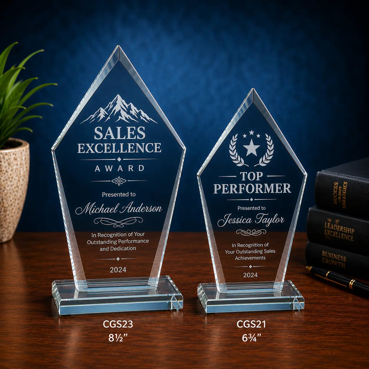 Personalized Diamond Clear Glass Award | Custom Engraved Recognition Award Sams Engraving and Gifts
