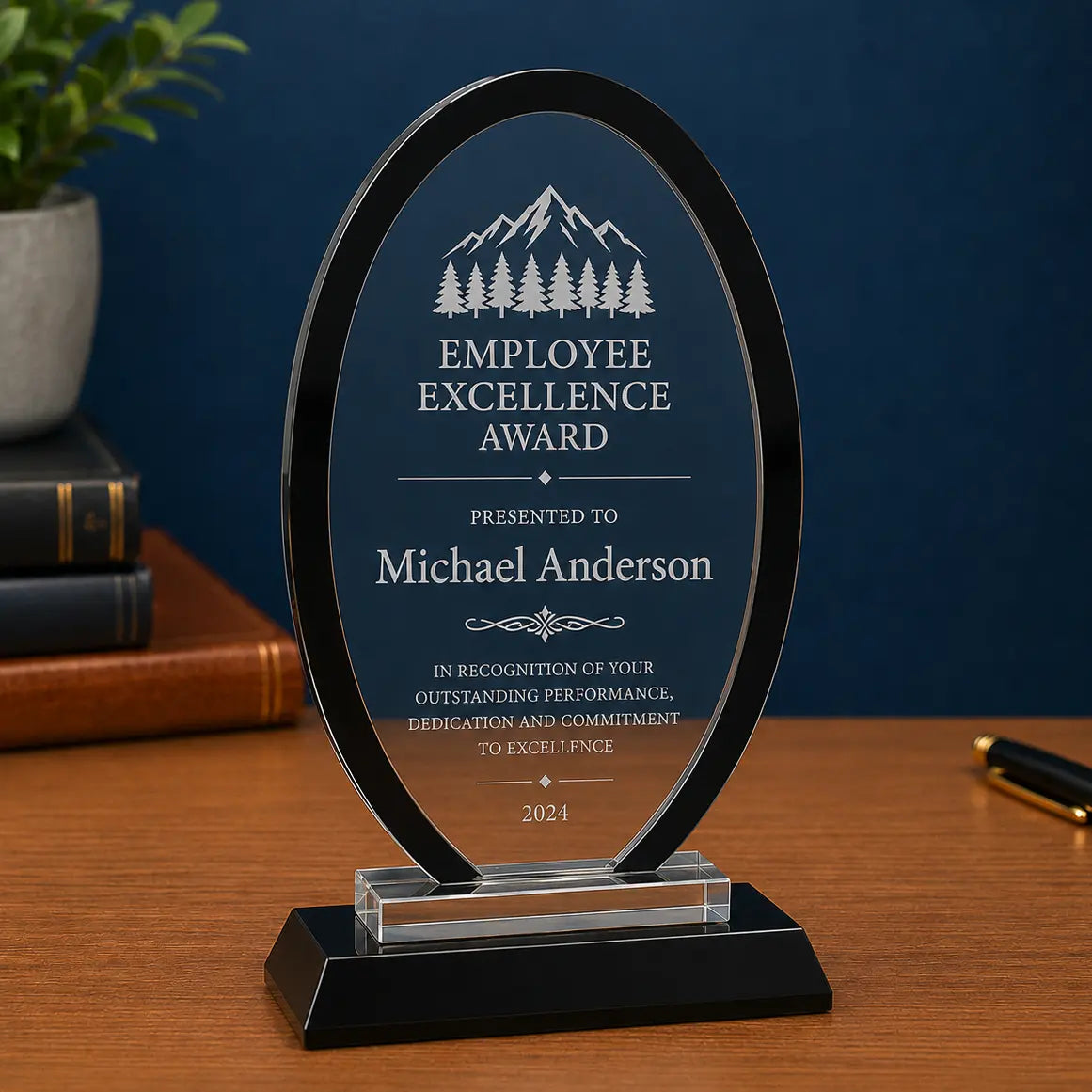 Personalized Oval Regal Glass Award | Custom Engraved Recognition Award Sams Engraving and Gifts