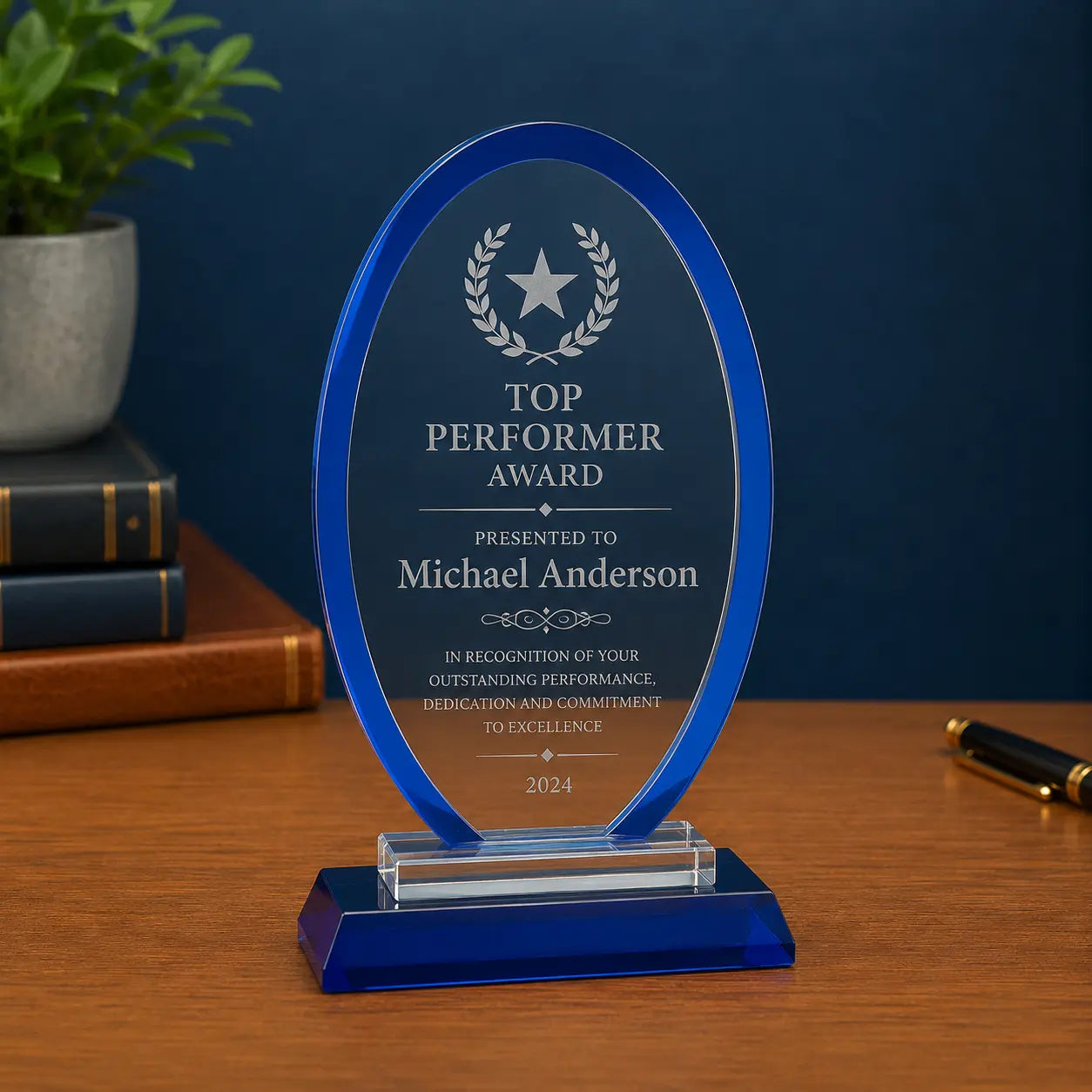 Personalized Oval Regal Glass Award | Custom Engraved Recognition Award Sams Engraving and Gifts