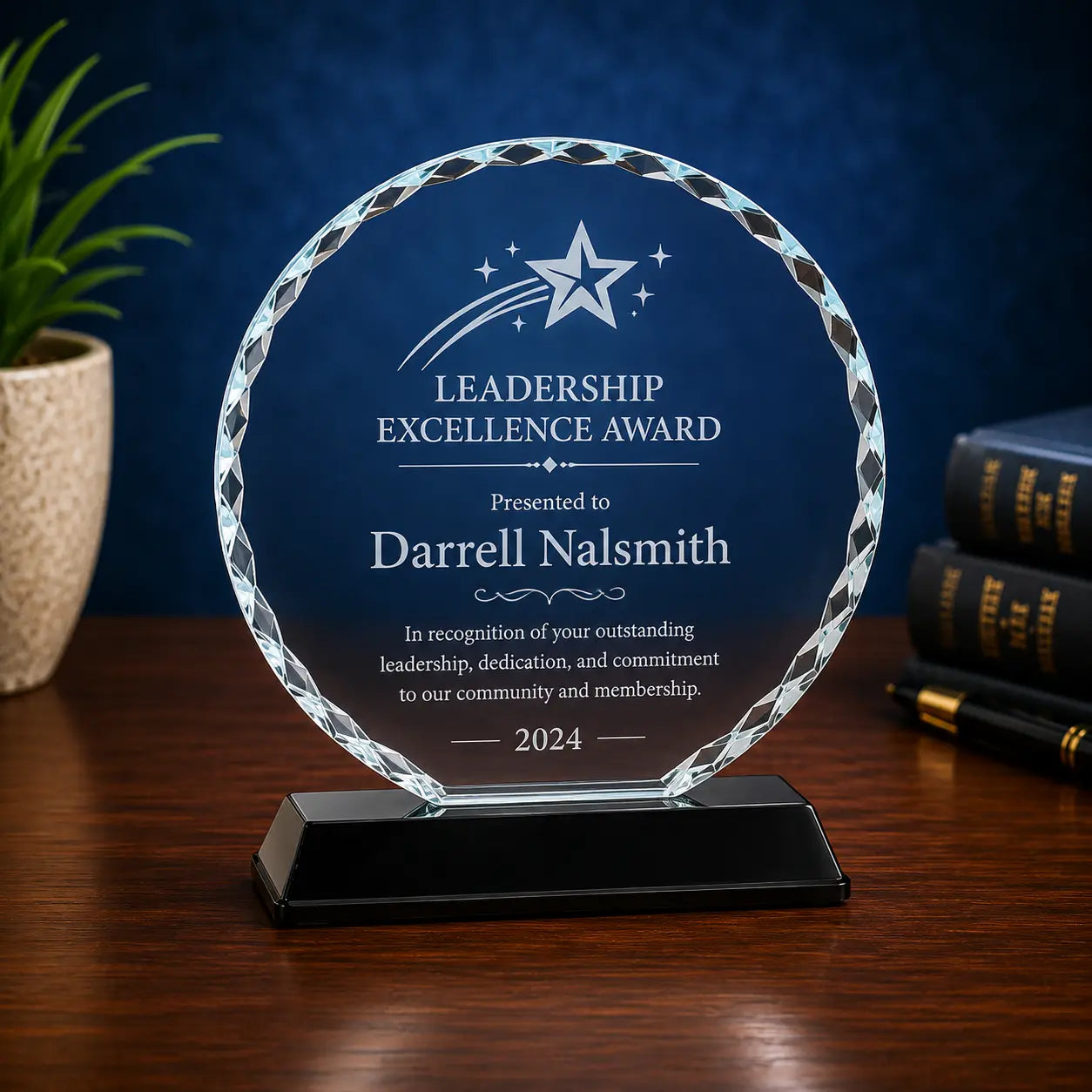 Personalized Round Facet Glass Award | Custom Engraved Recognition Award Sams Engraving and Gifts