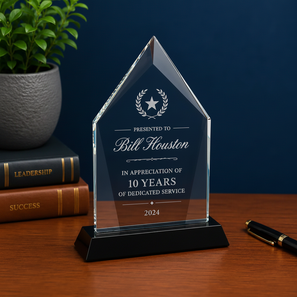 Personalized Diamond Halo Glass Award | Custom Engraved Recognition Award Sams Engraving and Gifts