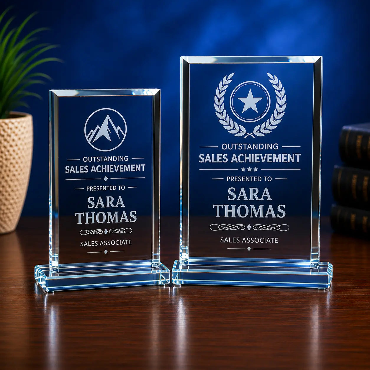 Personalized Rectangle Clear Glass Award | Custom Engraved Recognition Award Sams Engraving and Gifts