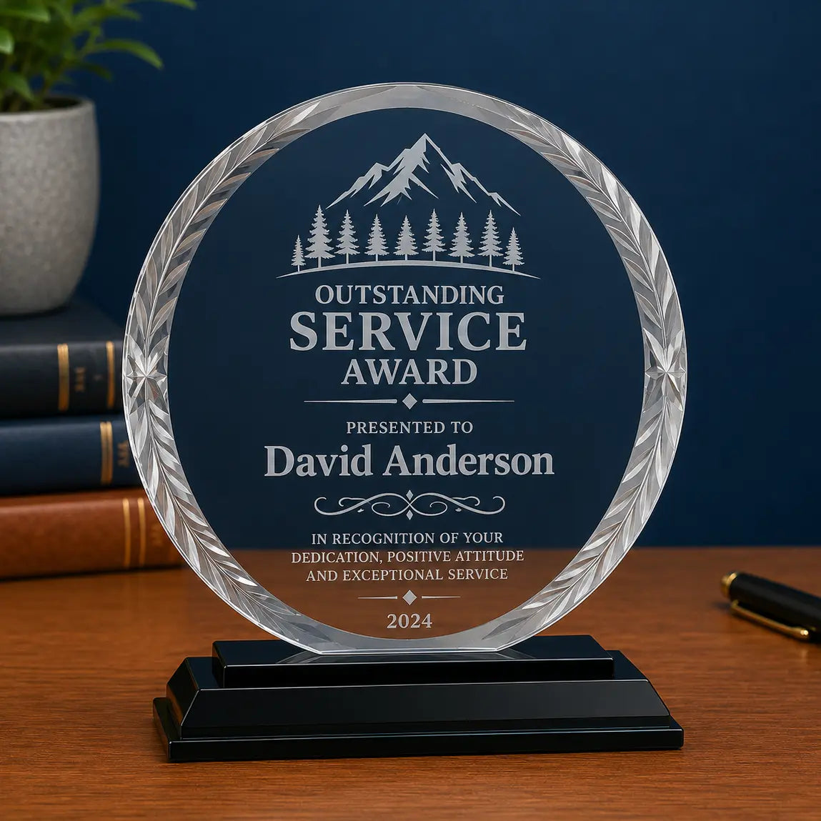 Personalized Oval Accent Glass Award | Custom Engraved Recognition Award Sams Engraving and Gifts