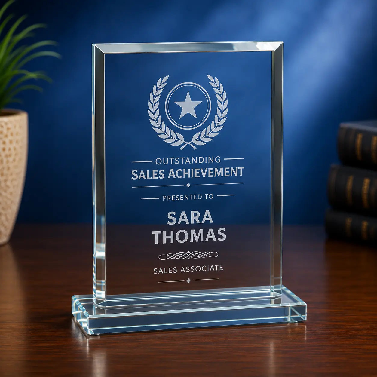 Personalized Rectangle Clear Glass Award | Custom Engraved Recognition Award Sams Engraving and Gifts