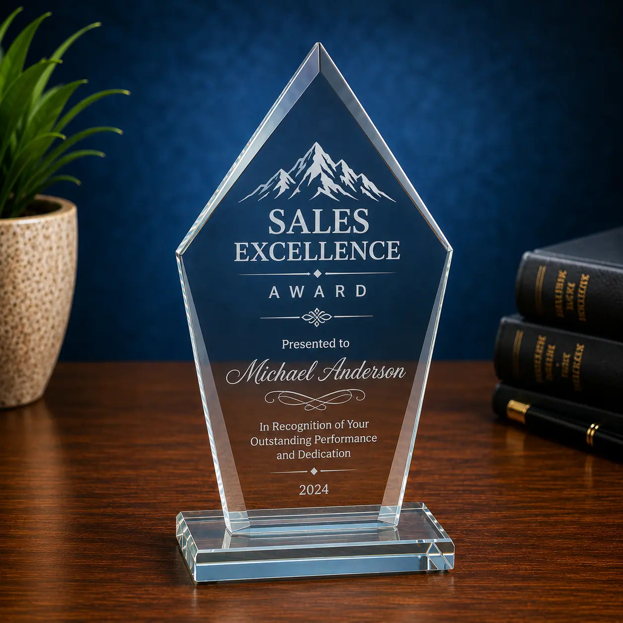 Personalized Diamond Clear Glass Award | Custom Engraved Recognition Award Sams Engraving and Gifts