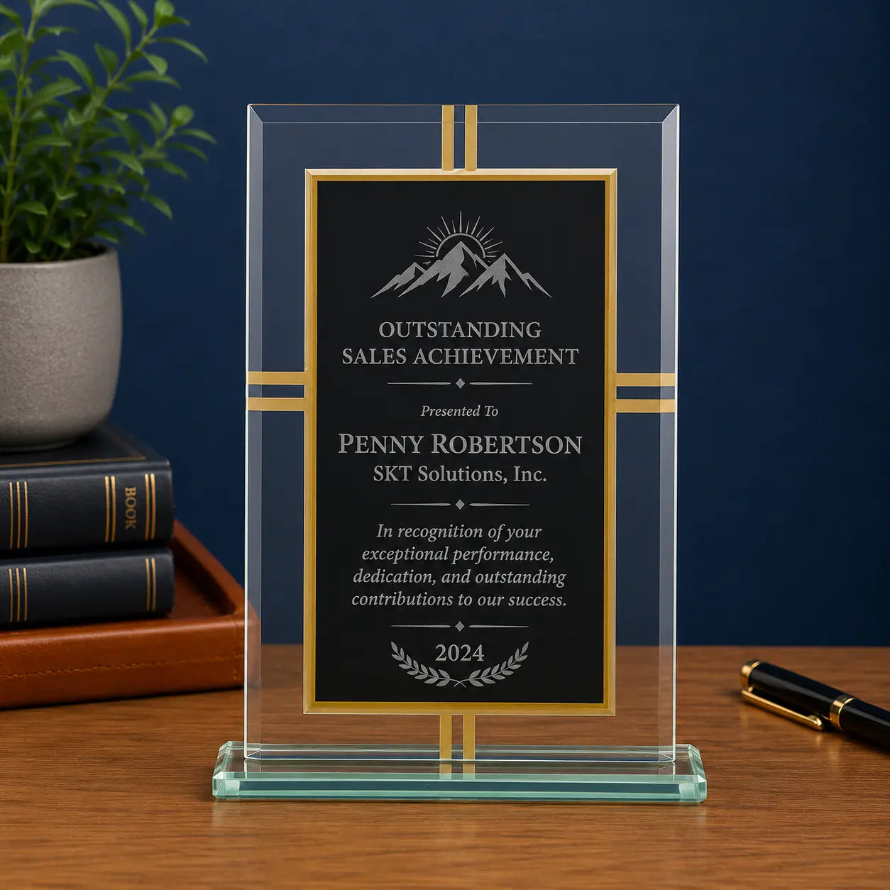 Personalized Contemporary Glass 4-Point Award | Custom Engraved Recognition Award Sams Engraving and Gifts