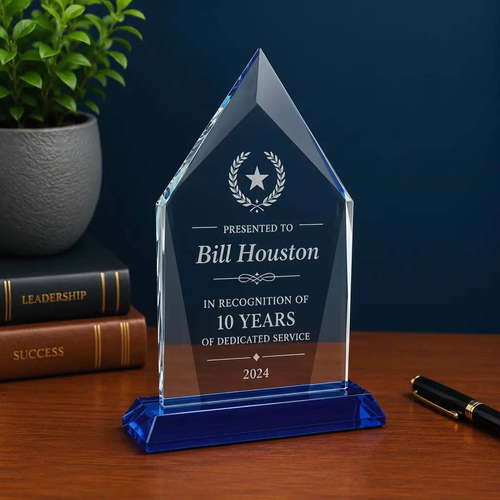 Personalized Diamond Halo Glass Award | Custom Engraved Recognition Award Sams Engraving and Gifts