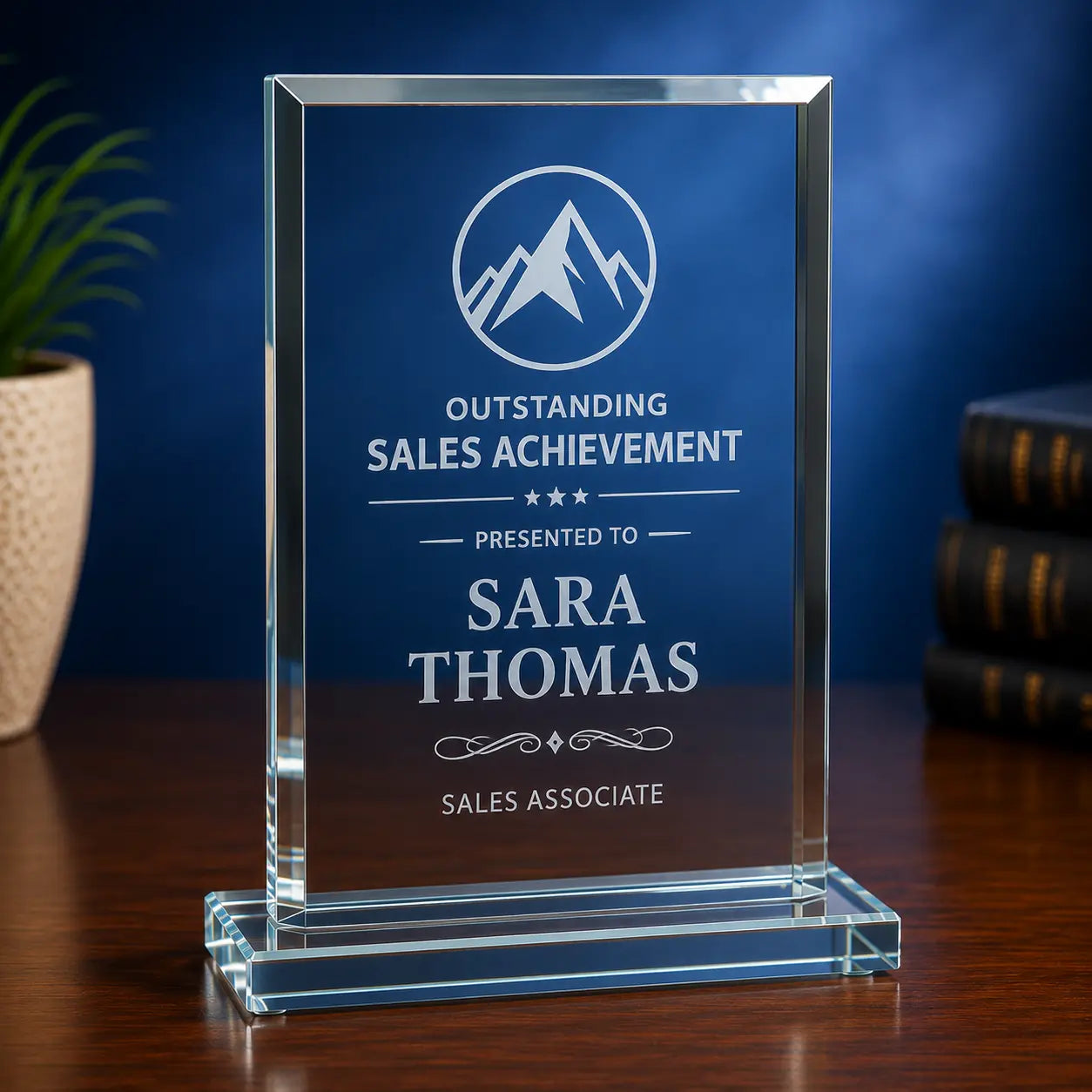 Personalized Rectangle Clear Glass Award | Custom Engraved Recognition Award Sams Engraving and Gifts