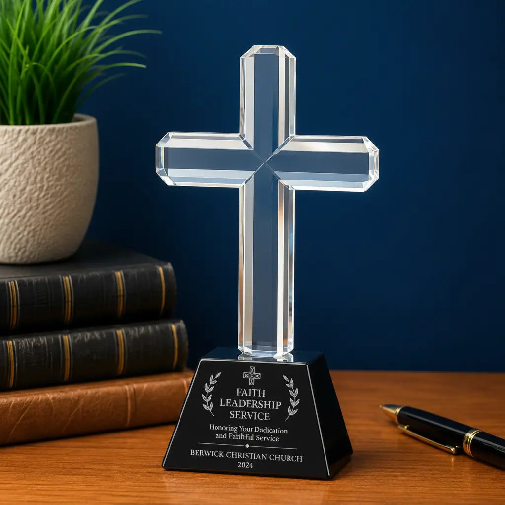 Personalized Crystal Cross Award | Custom Engraved Recognition Award Sams Engraving and Gifts