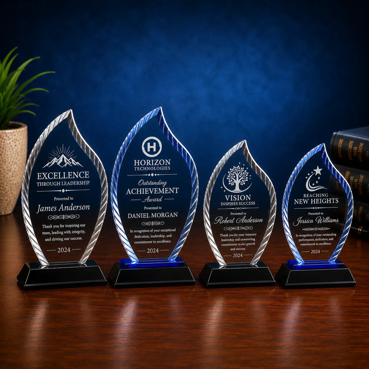 Personalized Flame Accent Glass Award | Custom Engraved Recognition Award Sams Engraving and Gifts