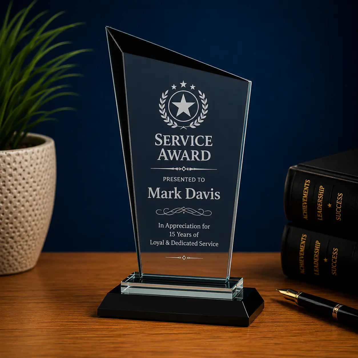 Personalized Razor Glass Award | Custom Engraved Recognition Award Sams Engraving and Gifts