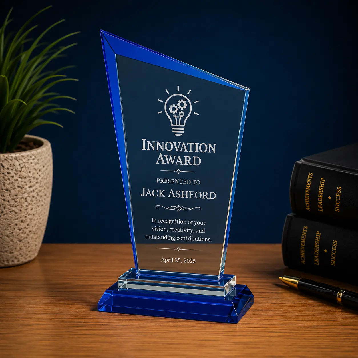 Personalized Razor Glass Award | Custom Engraved Recognition Award Sams Engraving and Gifts