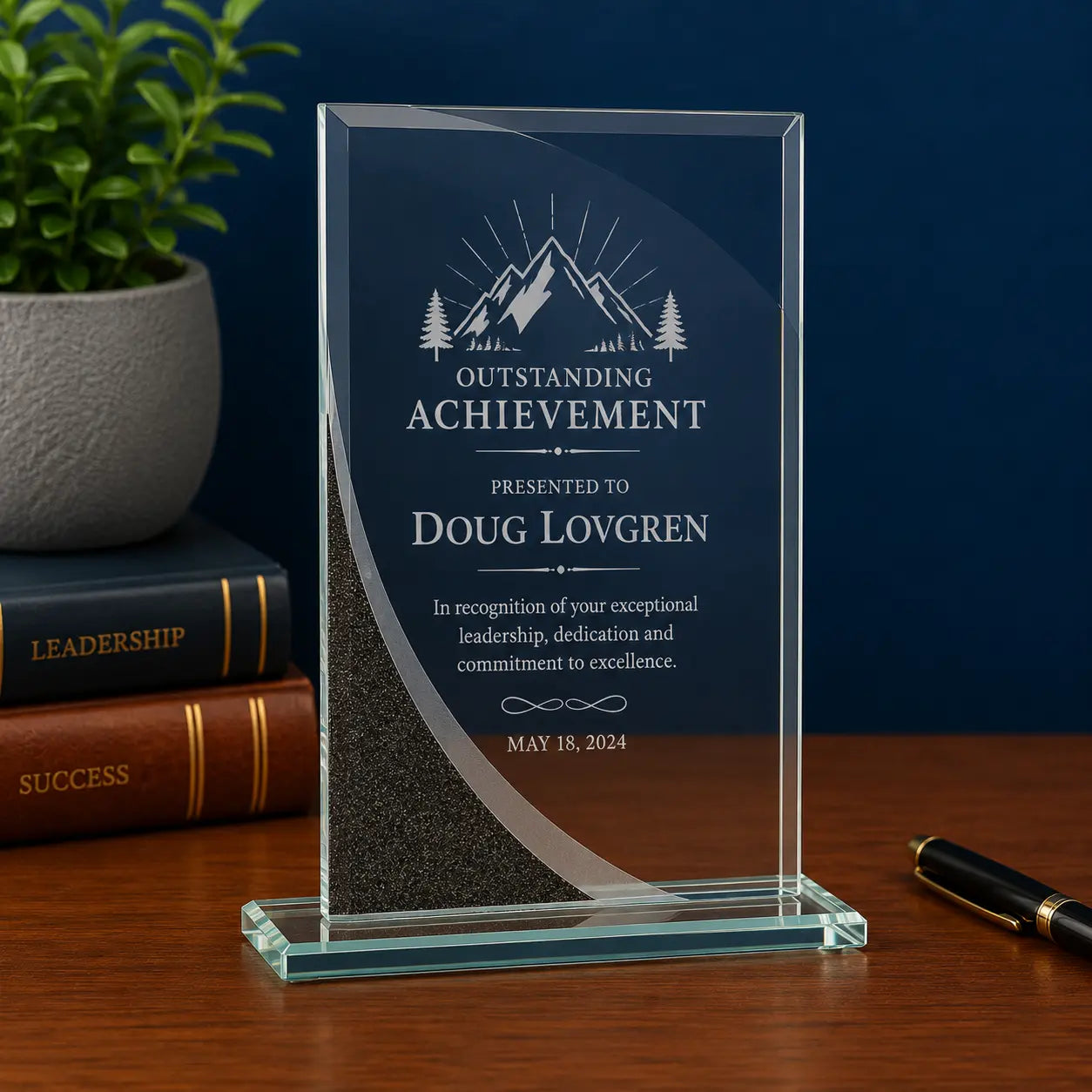 Personalized Rectangle Designer Glass Award | Custom Engraved Recognition Award Sams Engraving and Gifts