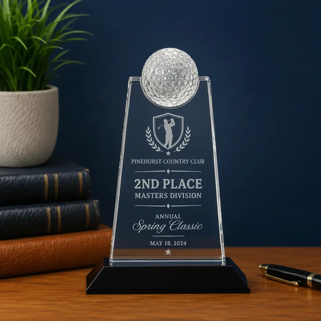 Personalized Crystal Golf Tablet Award | Custom Engraved Recognition Award Sams Engraving and Gifts