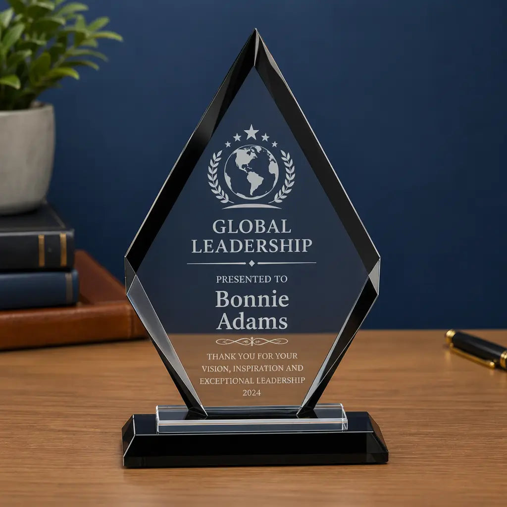 Personalized Diamond Regal Glass Award | Custom Engraved Recognition Award Sams Engraving and Gifts