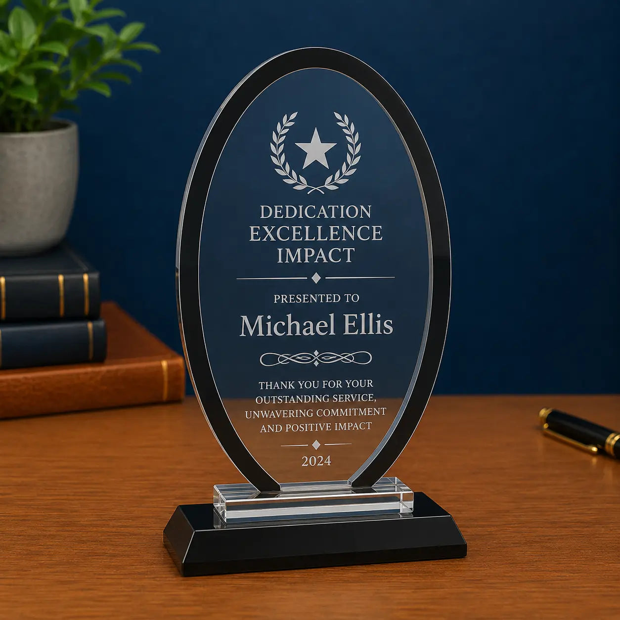 Personalized Oval Regal Glass Award | Custom Engraved Recognition Award Sams Engraving and Gifts