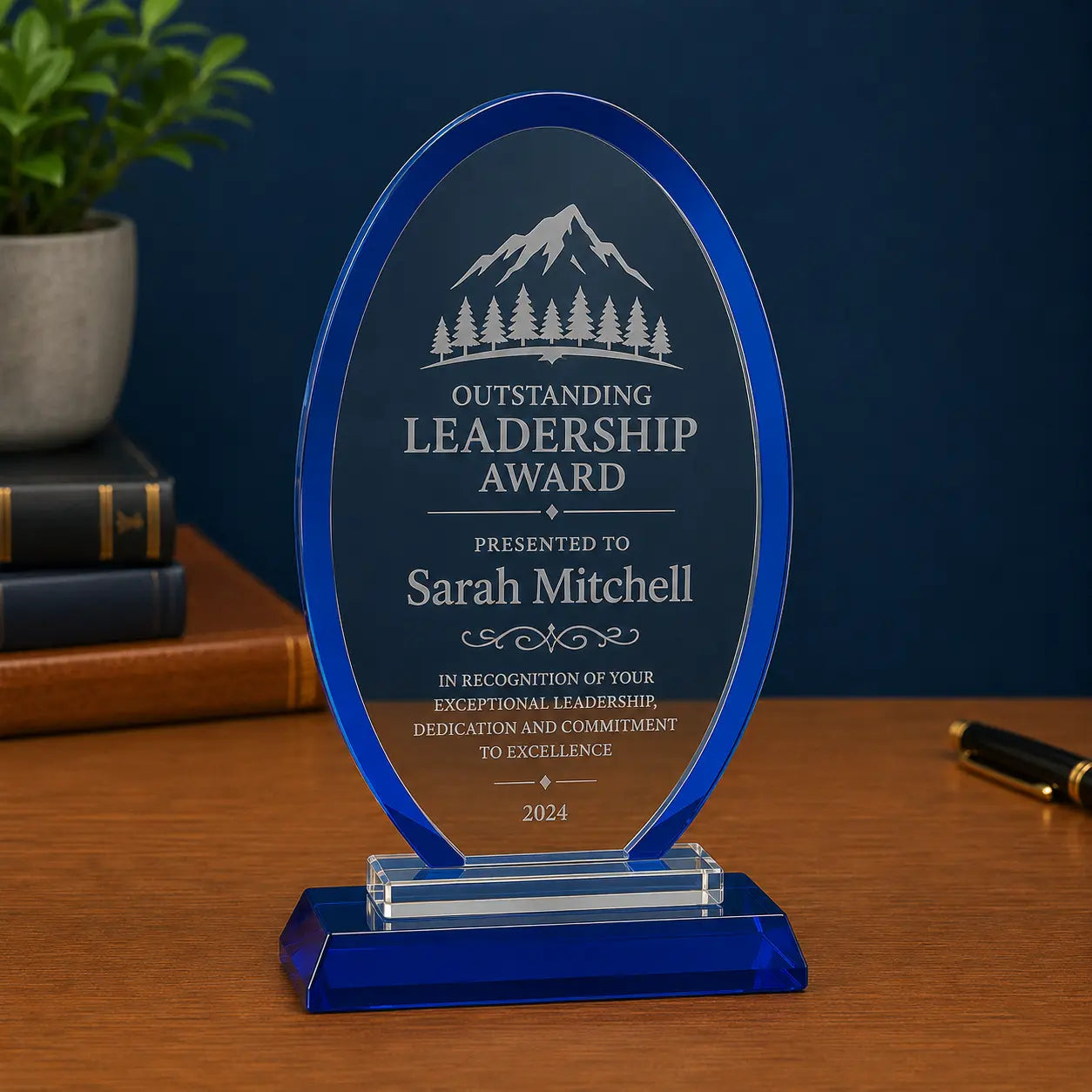 Personalized Oval Regal Glass Award | Custom Engraved Recognition Award Sams Engraving and Gifts