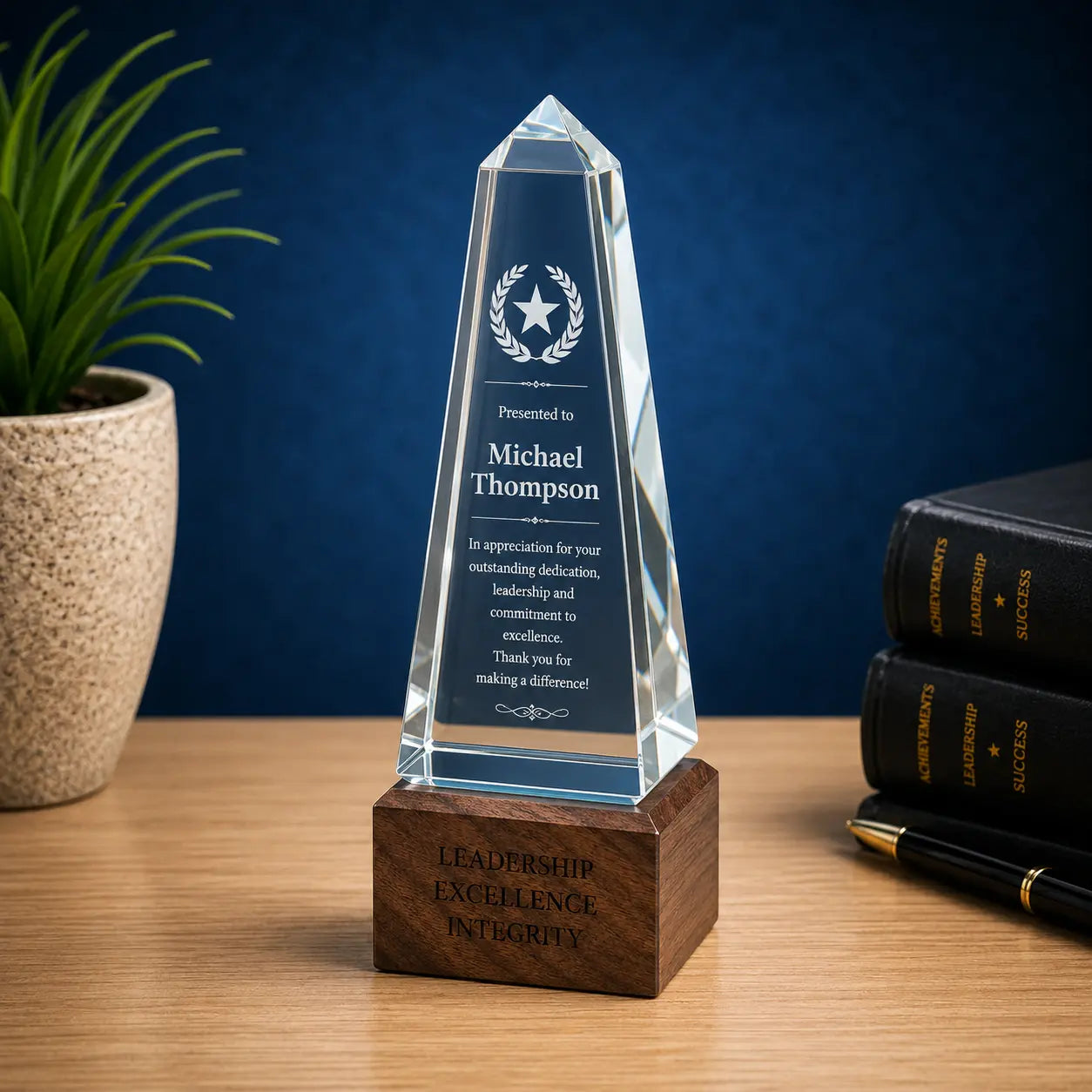 Personalized Sierra Glass Obelisk Award | Custom Engraved Recognition Award Sams Engraving and Gifts
