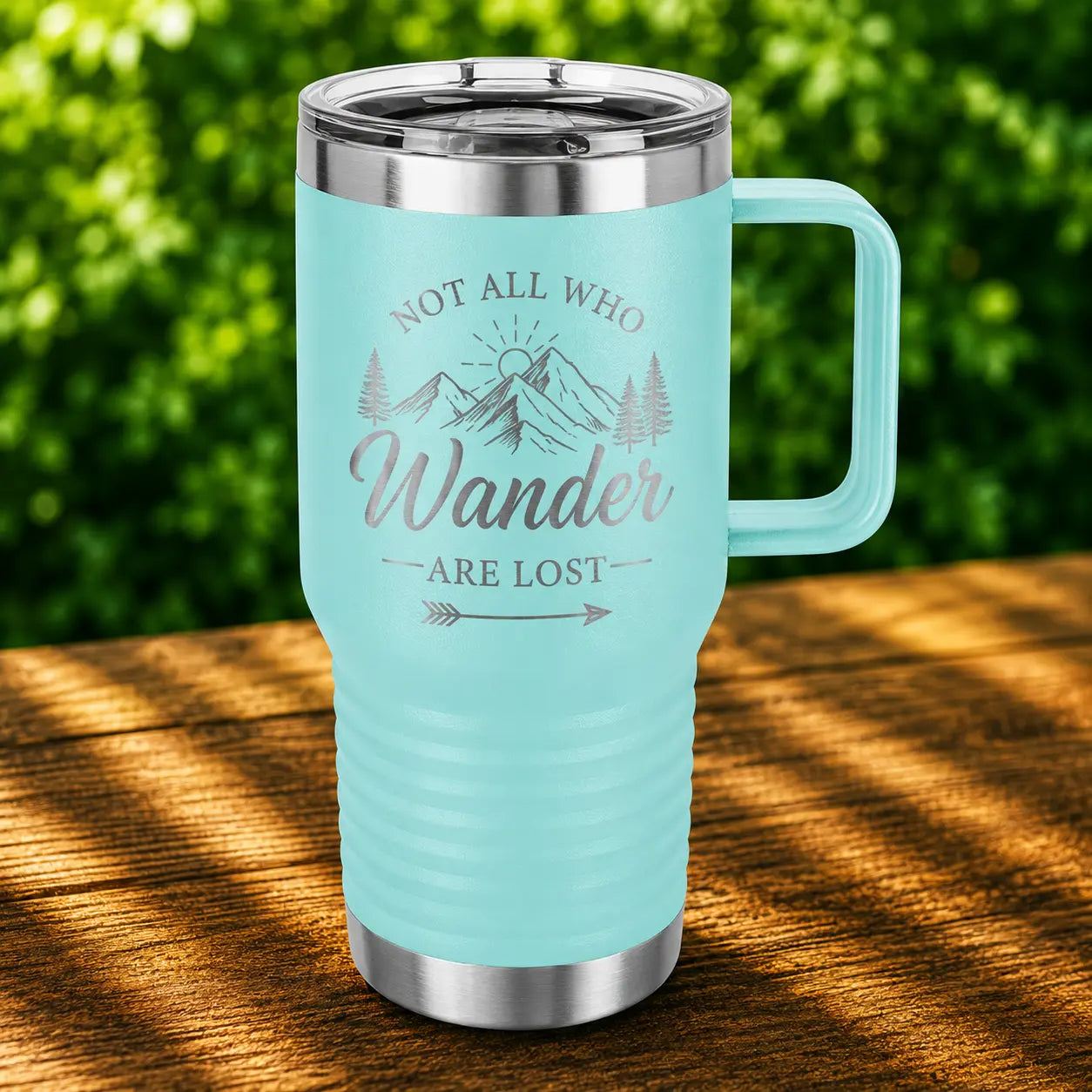 Personalized 20 oz. Insulated Travel Mug with Handle | Custom Laser Engraved Stainless Steel Mug Sams Engraving and Gifts