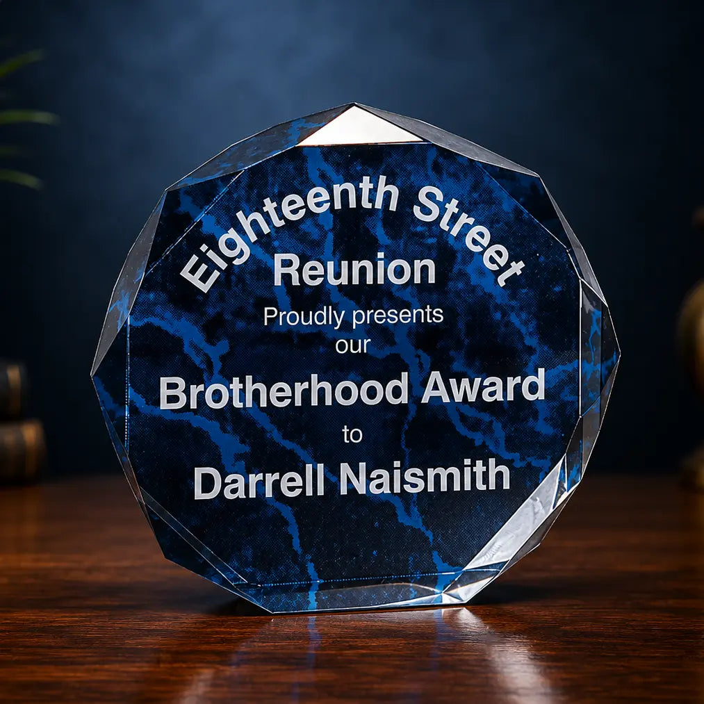 Personalized Marble Octagon Acrylic Award – Custom Engraved Standing Award Sams Engraving and Gifts