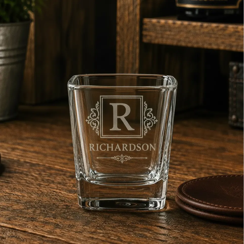 Personalized Polar Camel 2¼ oz. Square Shot Glass | Custom Laser Engraved Shot Glass Sams Engraving and Gifts