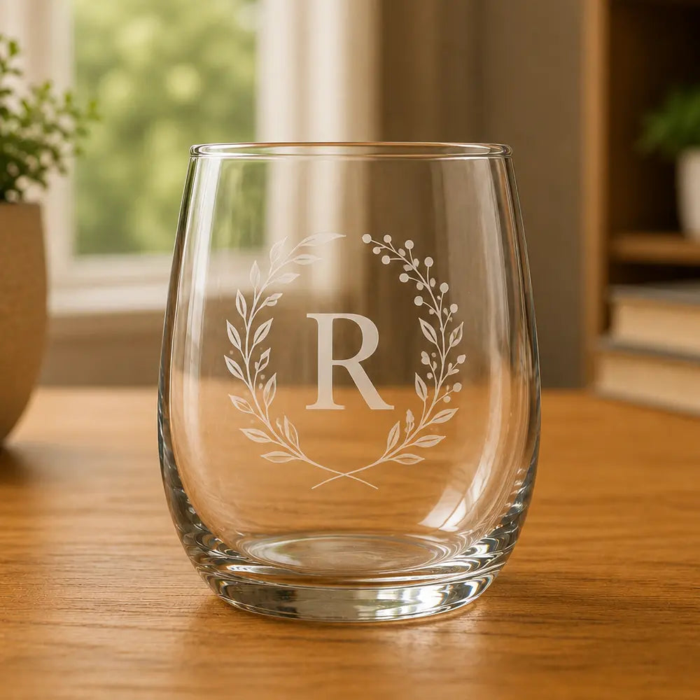 Personalized Polar Camel 9 oz. Stemless Wine Glass | Custom Laser Engraved Wine Glass Sams Engraving and Gifts
