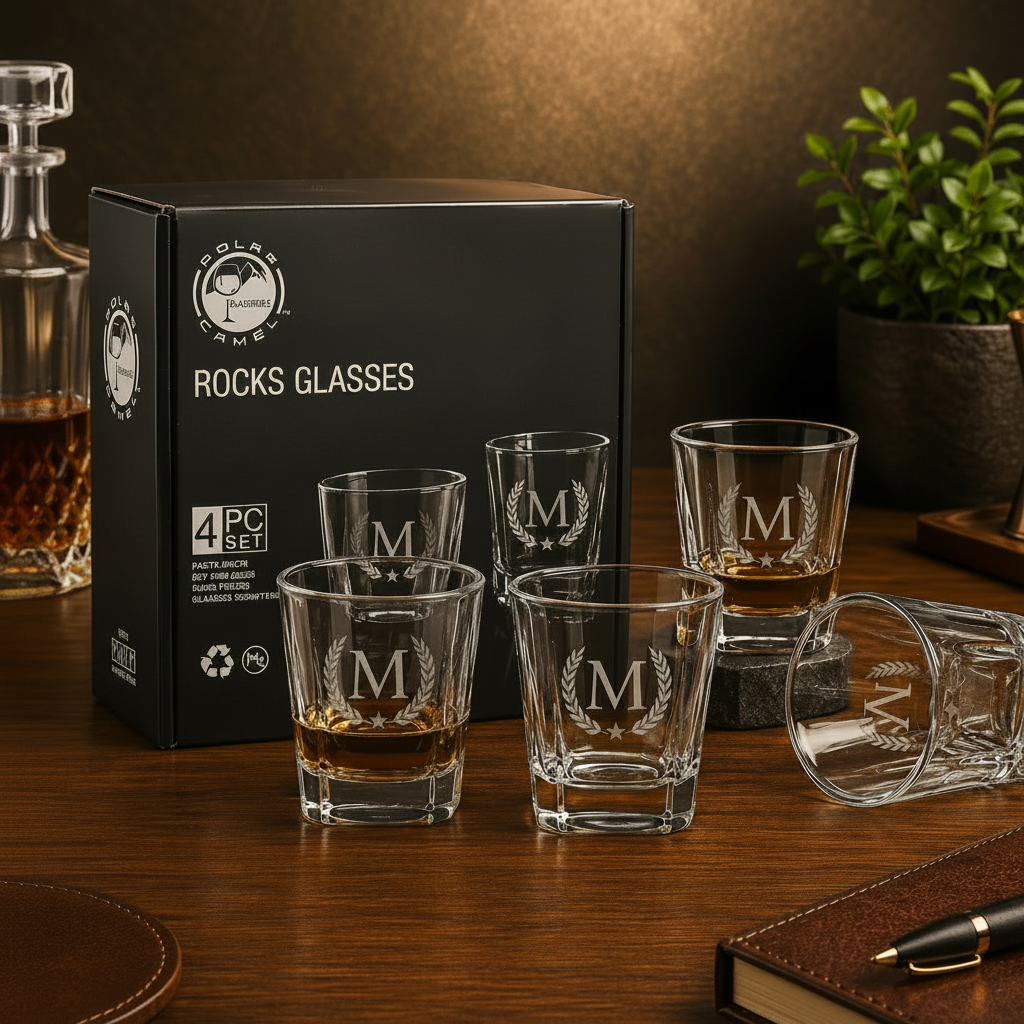 Personalized Square 11oz Rocks Glass Gift Set | Custom Engraved Whiskey Glasses Sams Engraving and Gifts