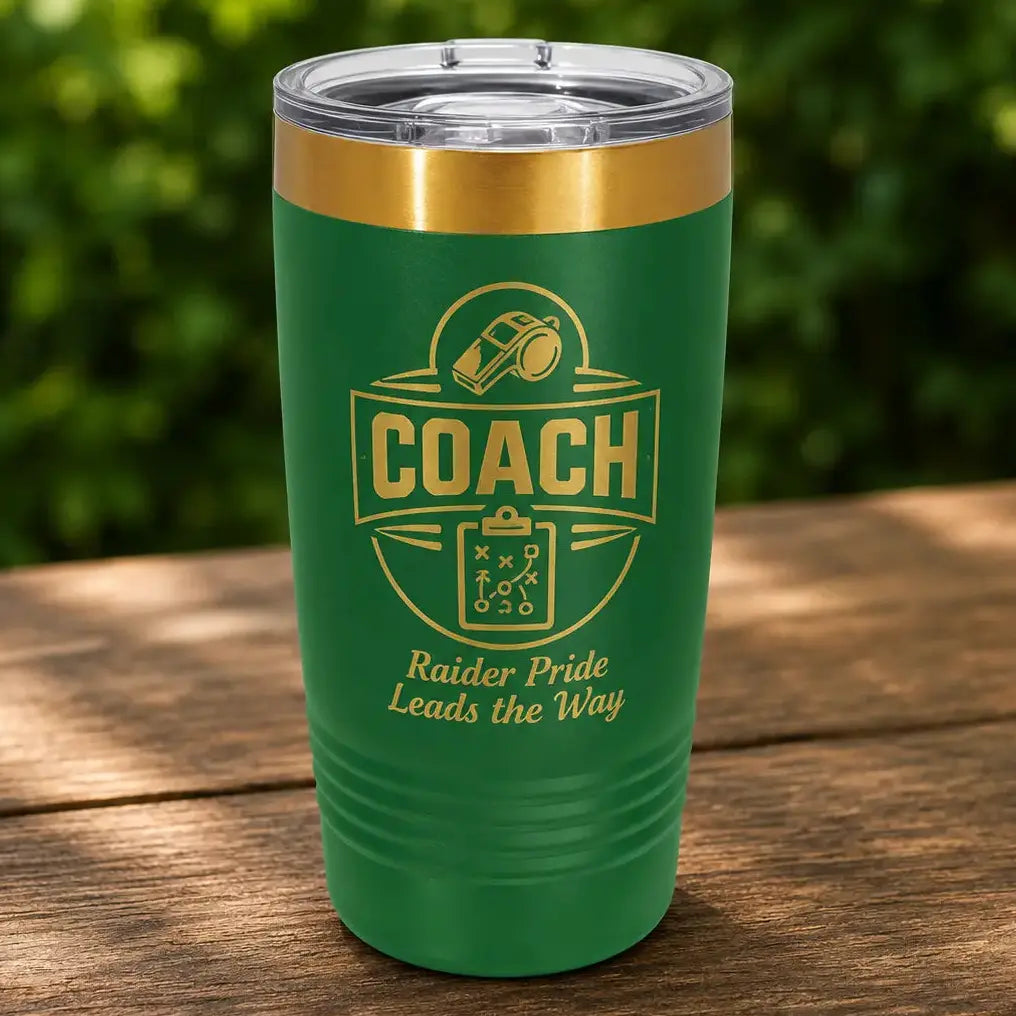 Personalized 20 oz. Gold ION-Plated Ringneck Tumbler | Custom Engraved Polar Camel Travel MugΒ Sams Engraving and Gifts